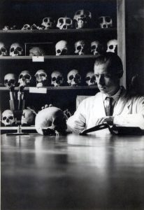 Fig. 2. Josep Pons als 26 anys d'edat a l'antic Laboratori d'Osteologia de la UB.
