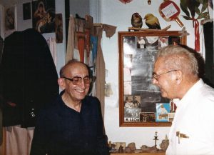 Albert Dou con el Padre Arrupe (ex-Superior General de la Compañía de Jesús), 1987.
