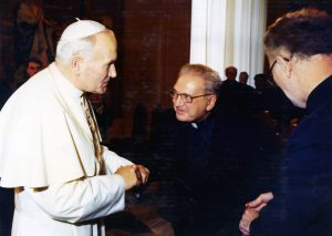Albert Dou with Pope Saint John Paul II (circa ....), 1990.