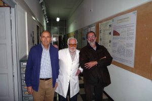 A la porta del seu despatx a l'IPE, amb Lluís Villar i el Director de l'Institut d'Estudis Andorrans (2011).