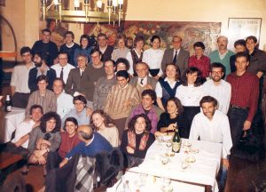 Farewell meal for retirement of Mr. Botella, beadel of Dr. Subirana's laboratory (1992).