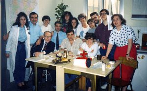 Manel Chiva i col·legues del Laboratori del Dr. Joan Antoni Subirana (1991).