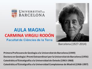 Placa a la memoria de la Dra. Carmina Virgili en la Universidad de Barcelona.