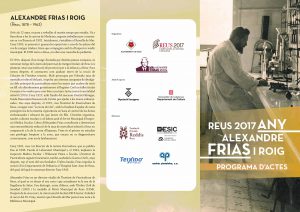 Díptic del programa de l'Any Frias i Roig 2017 a Reus (pàgina 1).