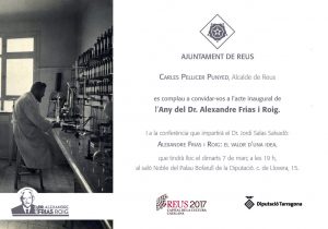 Inaugural conference of the Frias i Roig Year in Reus (07.03.2017) by Dr. Jordi Salas-Salvadó.