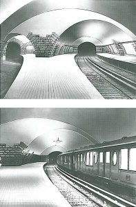 Proyecto de la estación de Plaza de España del Metropolitano Transversal. En su momento (1926) fue la mayor bóveda de ese tipo del mundo. Fuente: Fondo Terradas, Archivo del IEC.