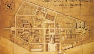 Proyecto de las instalaciones del Instituto Nacional de Técnica Aeronáutica. Cuando Terradas murió, estaban en proceso de construcción. Fuente: Fondo Terradas, Archivo del IEC.